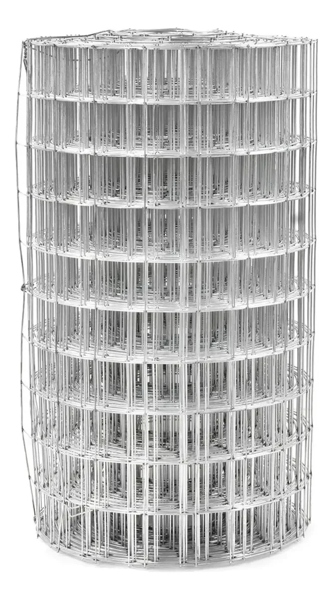 Tela Soldada Galvanizada Franz 5x5cm Fio 1,24mm Altura 50cm Rolo 25m Aço Prateado
