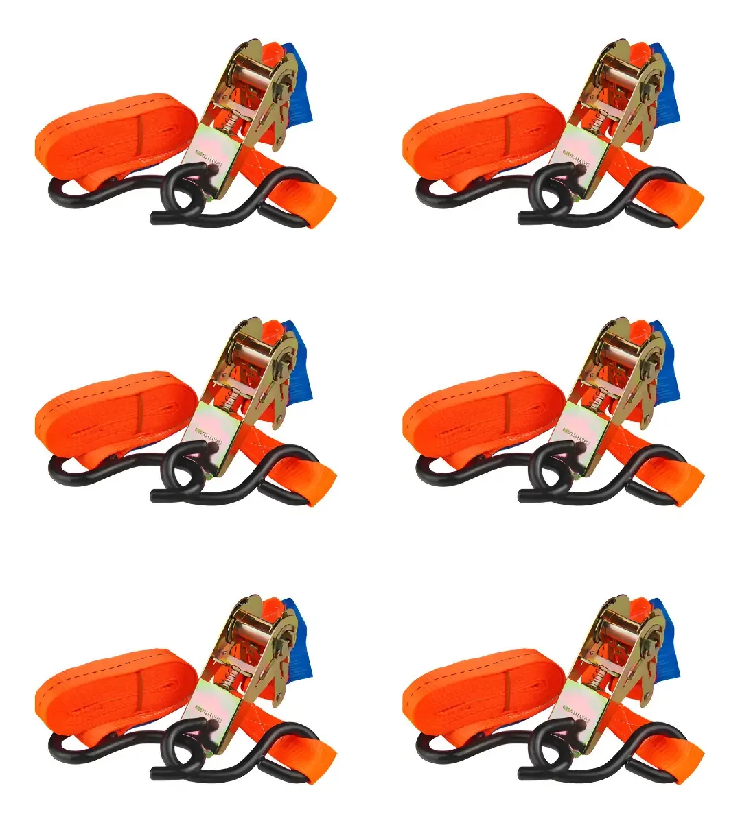 Kit 6 Cintas Amarração Catraca 3m 800kg Robustec Laranja Moto