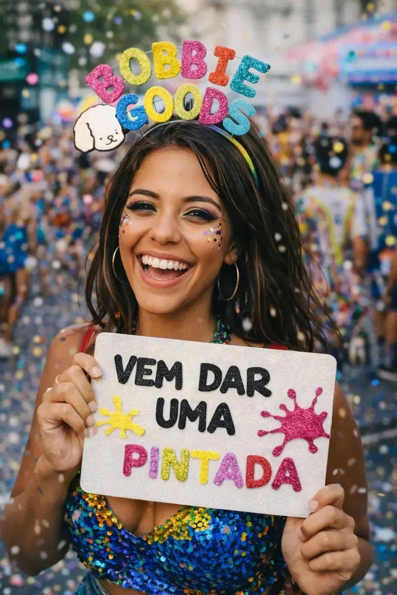 Kit Carnaval Tiara + Plaquinha Fantasia Bloquinho Cor Destino