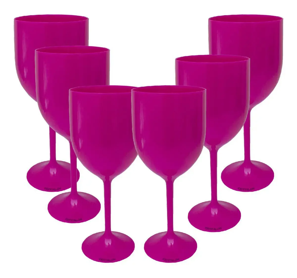 Kit 6 Taças Vinho Rosa Acrílico Krystalon