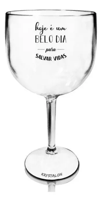 2 Taças Gin Acrílico Personalizada Transparente Salvar Vidas
