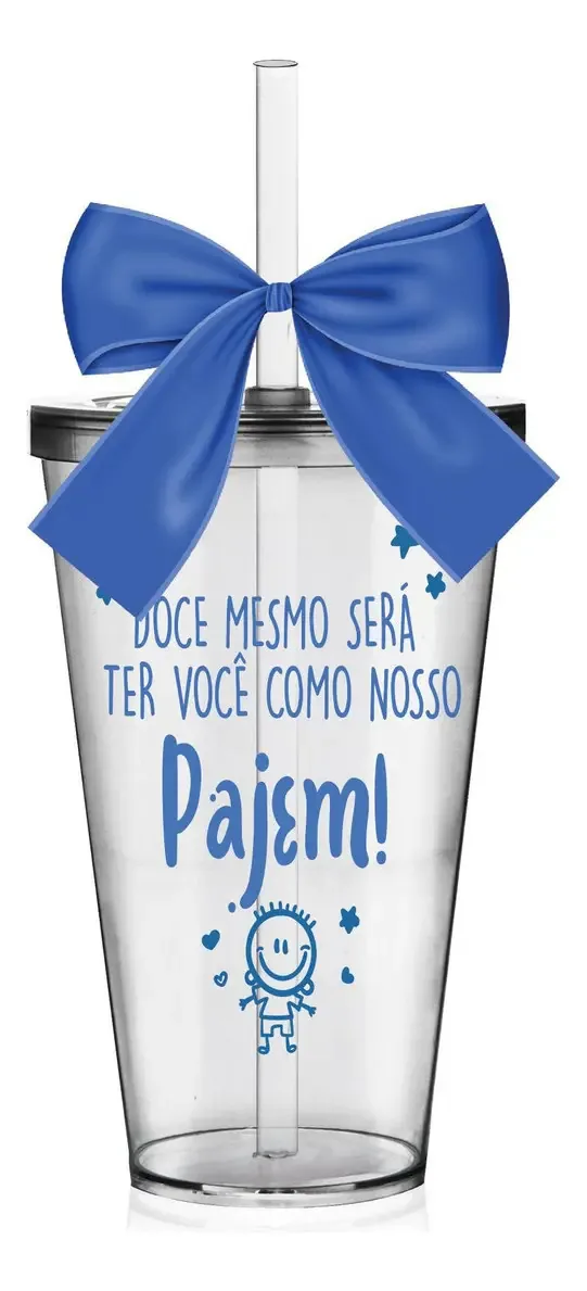 Copo Convite Pajem Acrílico Azul