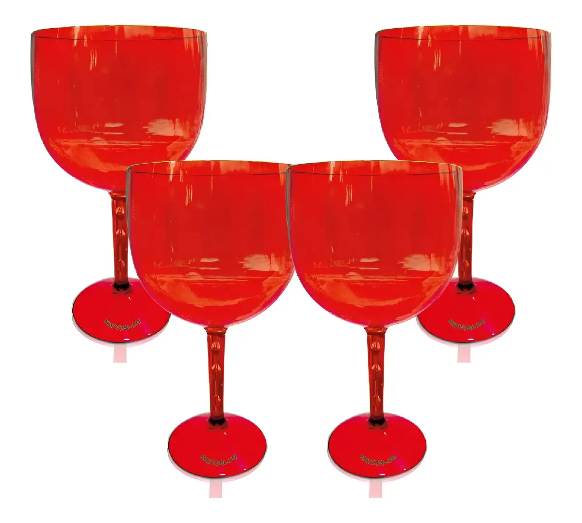 Kit 4 Taças Gin Vermelho Translúcido Acrílico Poliestireno