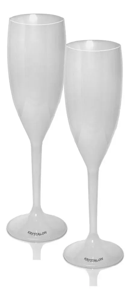 Kit 2 Taças Champagne 170ml Branco Acrílico