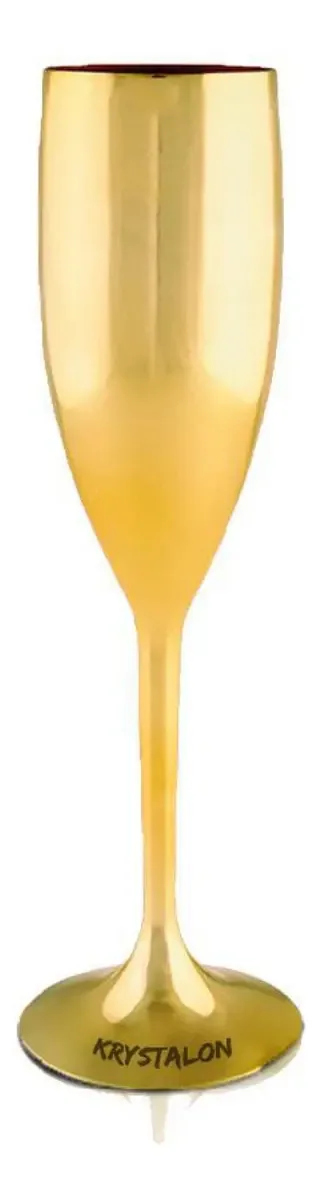 Kit 2 Taças Champagne 170ml Cromado Dourado Acrílico