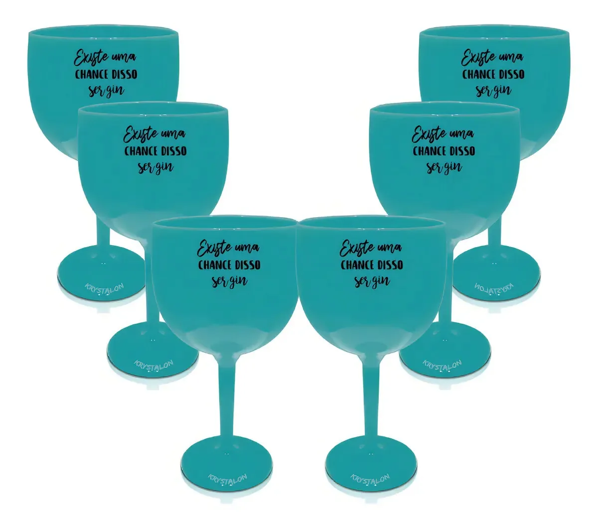 Kit 6 Taças Gin Azul Tiffany Acrílico Personalizadas