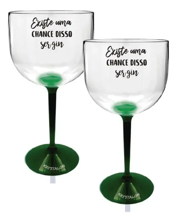 Kit 2 Taças Gin Bicolor Verde Acrílico Personalizada