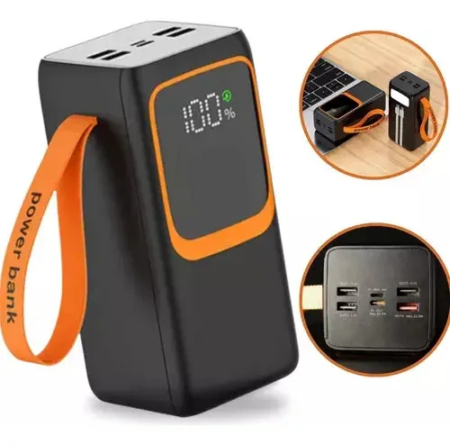 Carregador Power Bank 50.000mah Portátil Turbo Rápido 22.5w Cor Preto