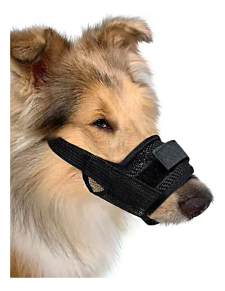 Focinheira Regulável Nylon Anti Mordida Cães Confortável Cor Preto Tamanho Gg