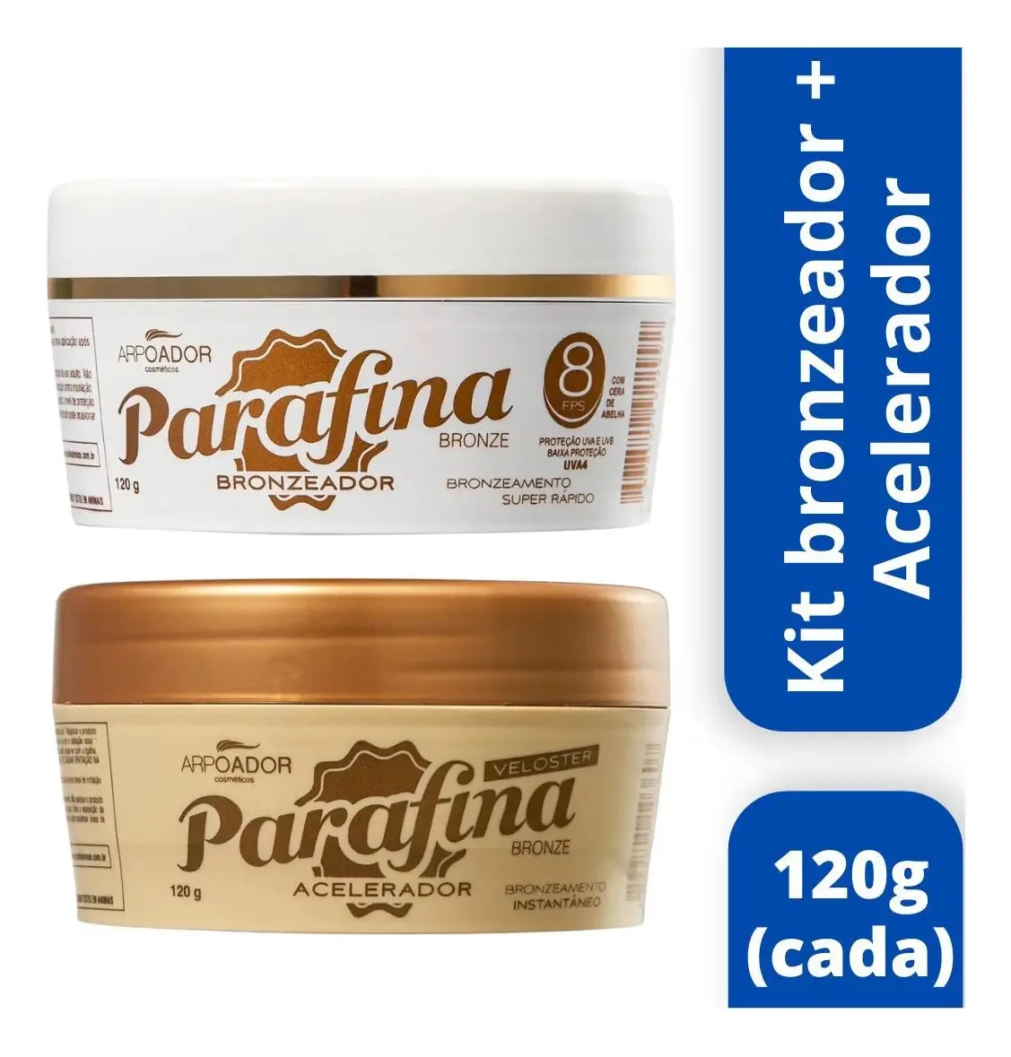 Kit Acelerador + Bronzeador Parafina Bronze Fps 8 - 120g