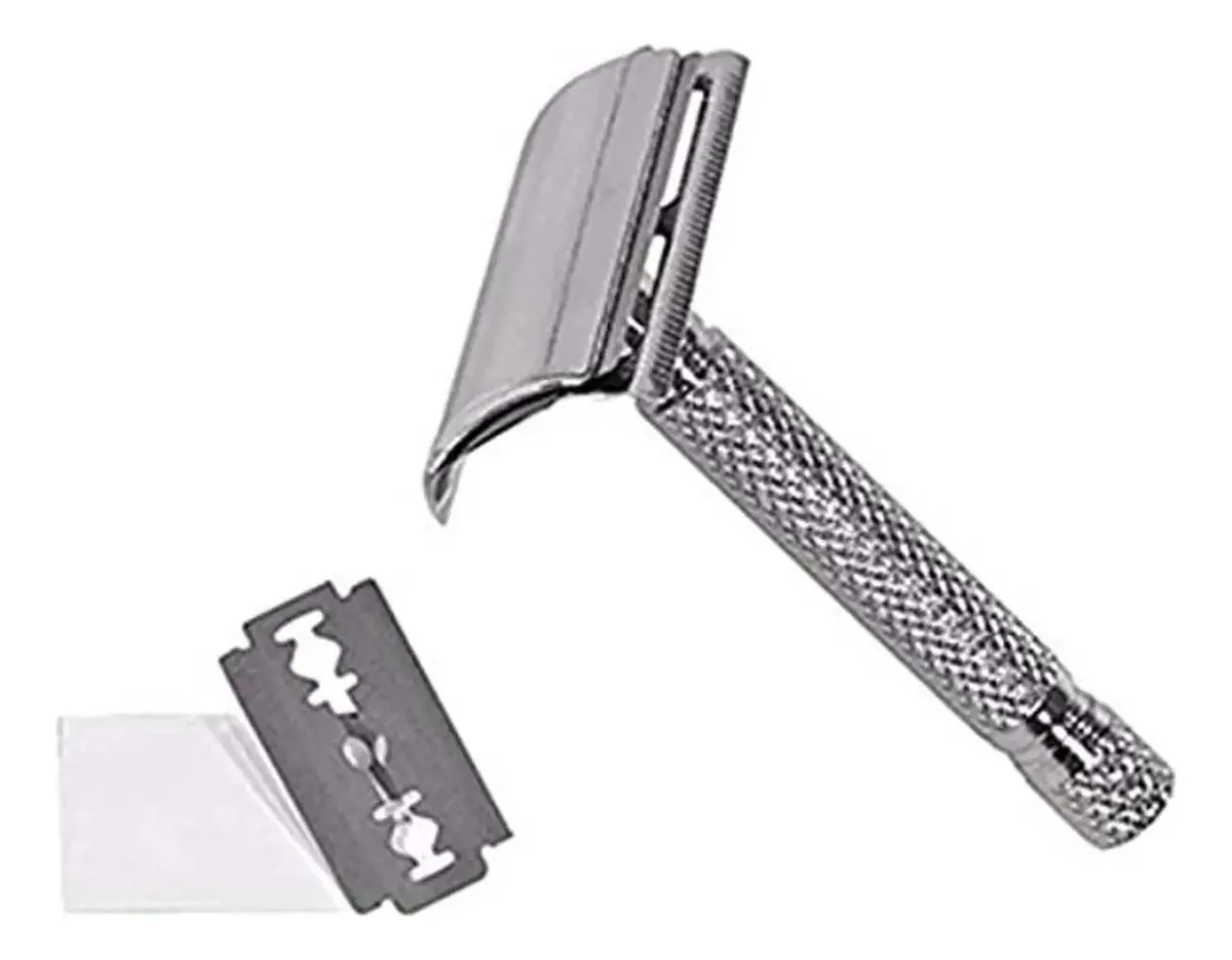 Aparelho De Barbear Presto Barba Em Metal Retrô + Lâminas