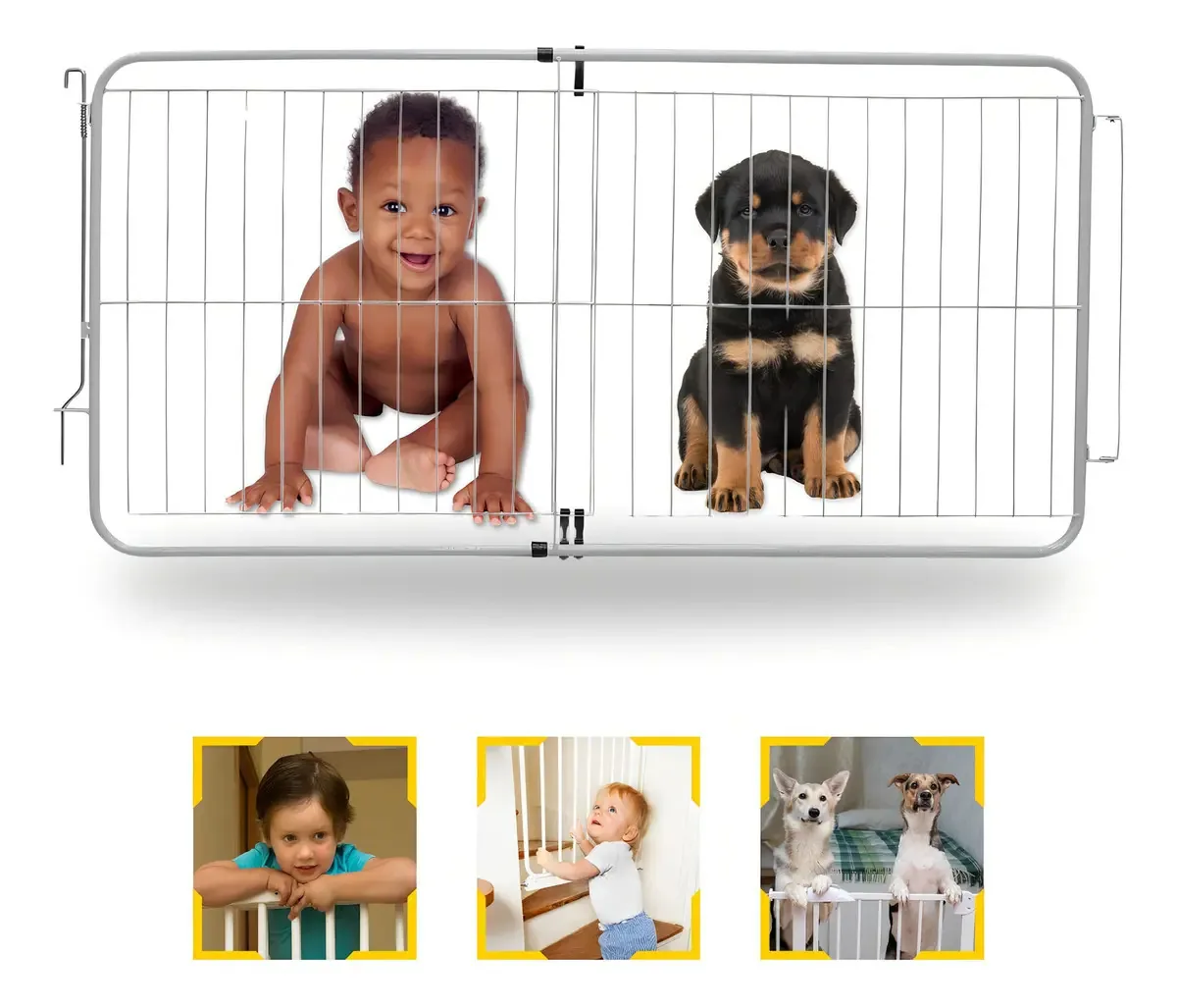 Portão Grade Infantil Segurança Proteção Cachorro Grande Cor Branco