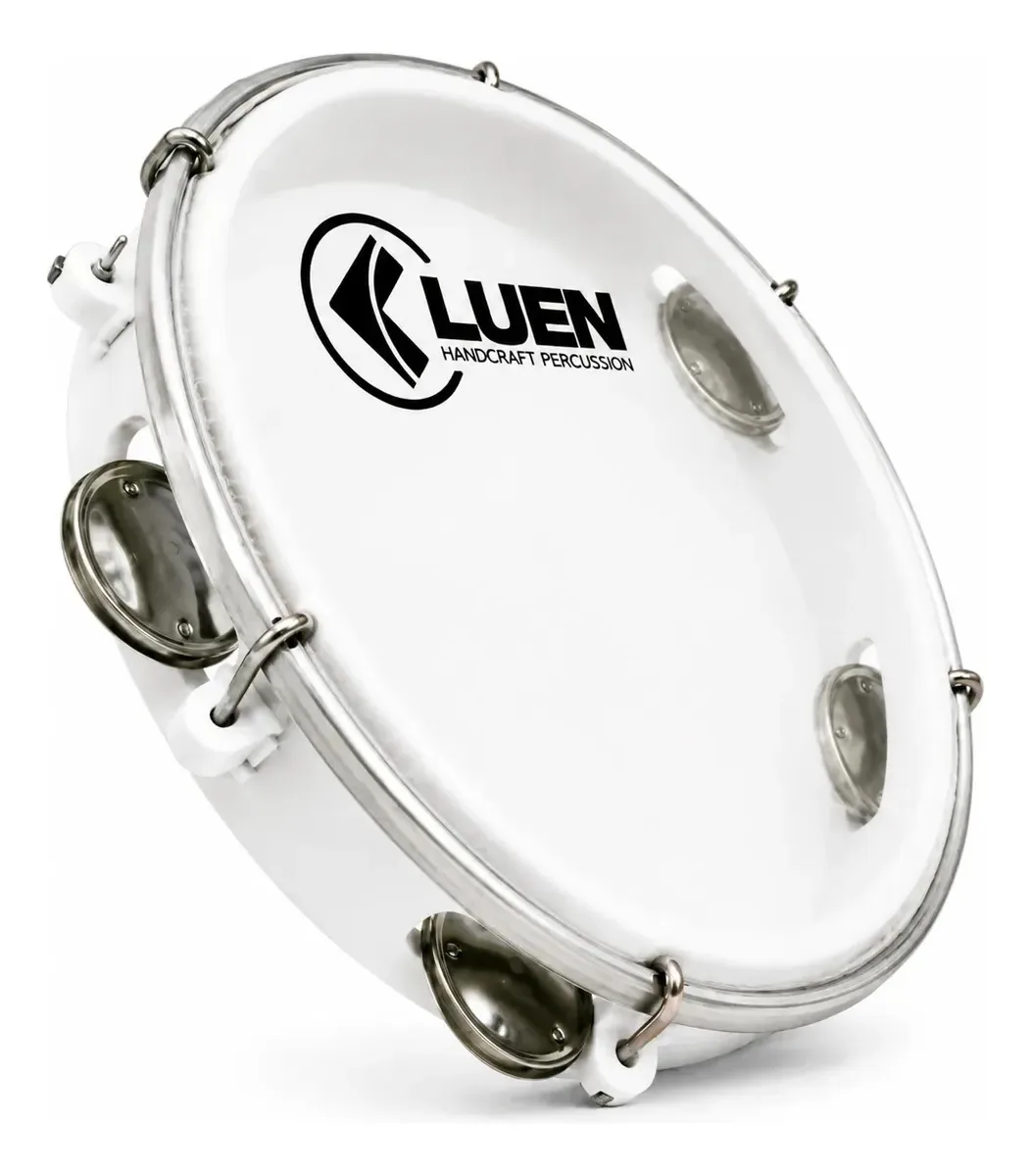 40084br Pandeiro 8 Polegada Luen Abs Branco Pele Cristal