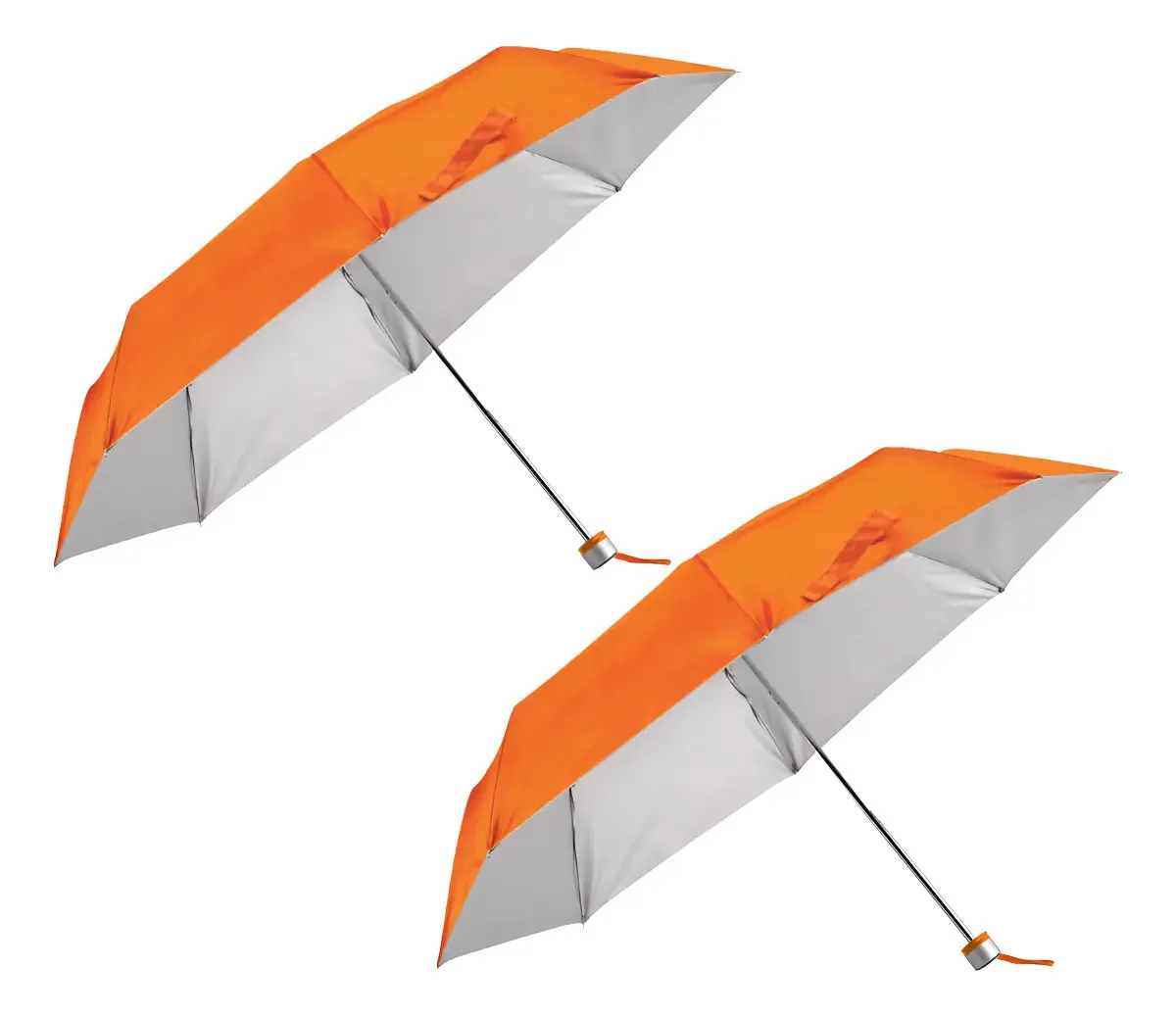 Kit 2 Guarda Chuvas Dobrável Portátil Sombrinha Reforçado Cor Laranja Desenho do tecido Liso