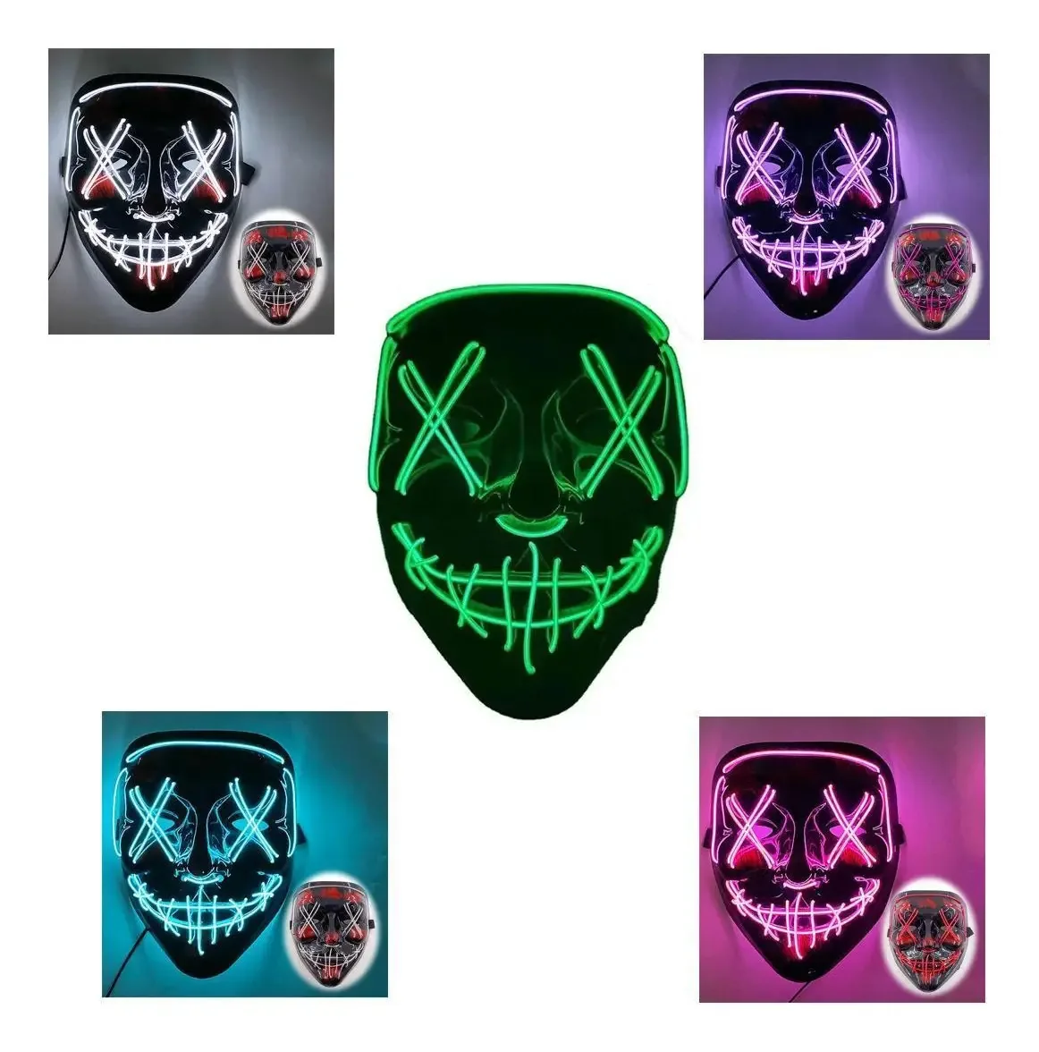 Máscara Led Neon Halloween Balada Festa Terror Cosplay