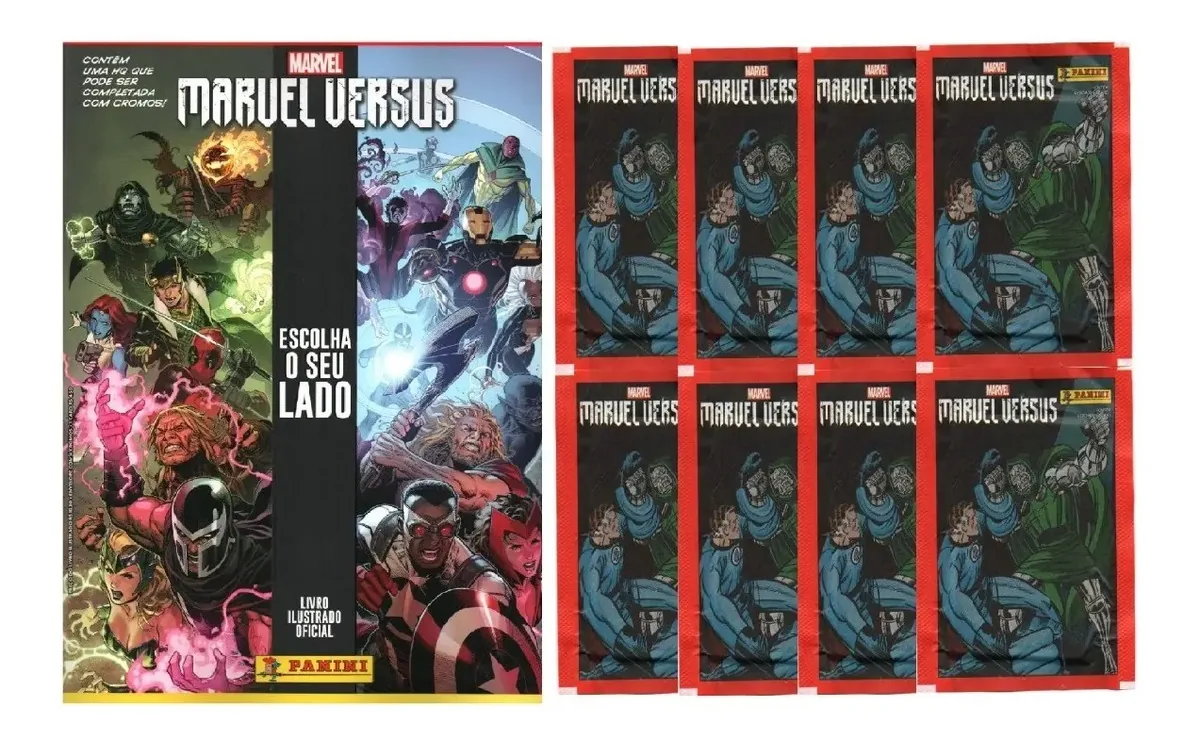 1 Álbum Marvel Versus + 40 Figurinhas E 10 Cards (10 Env)
