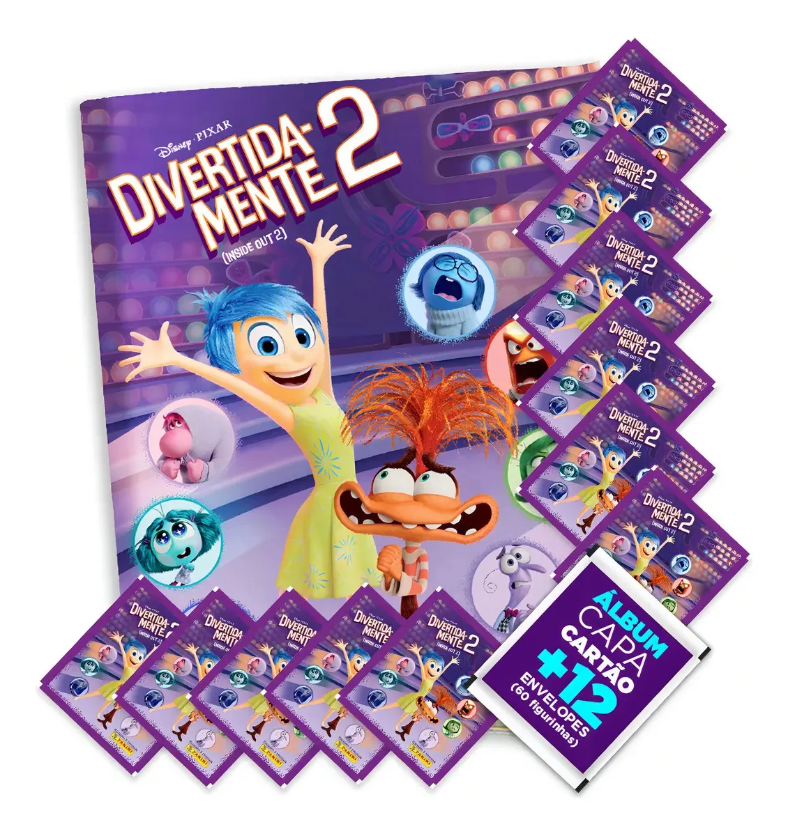 Divertidamente 2: Álbum Capa Mole+12 Envelopes:60 Figurinhas