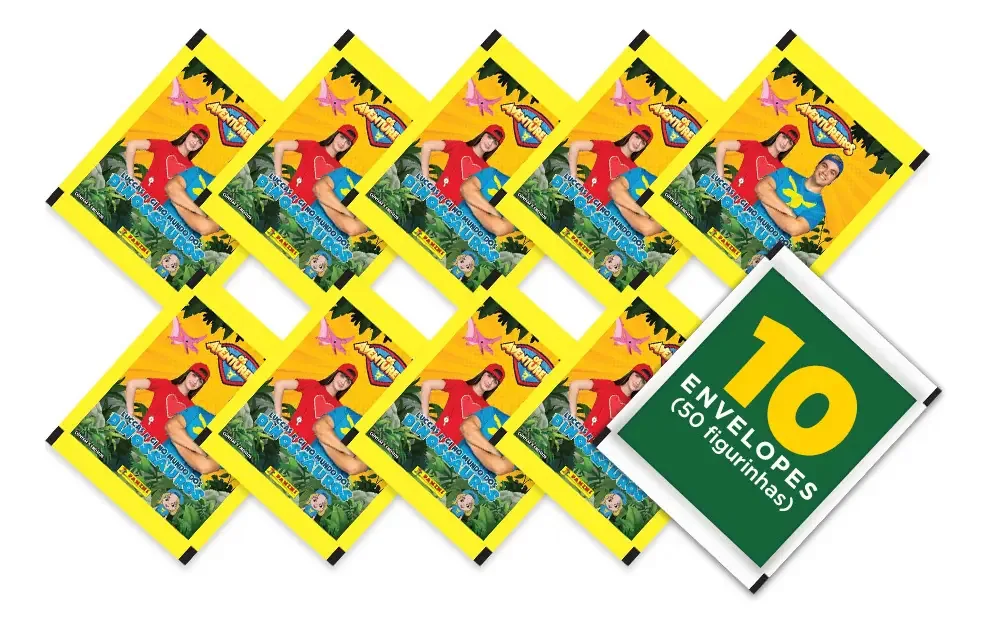 10 Envelopes Luccas Neto E Gi Aventureiros (50 Figurinhas)