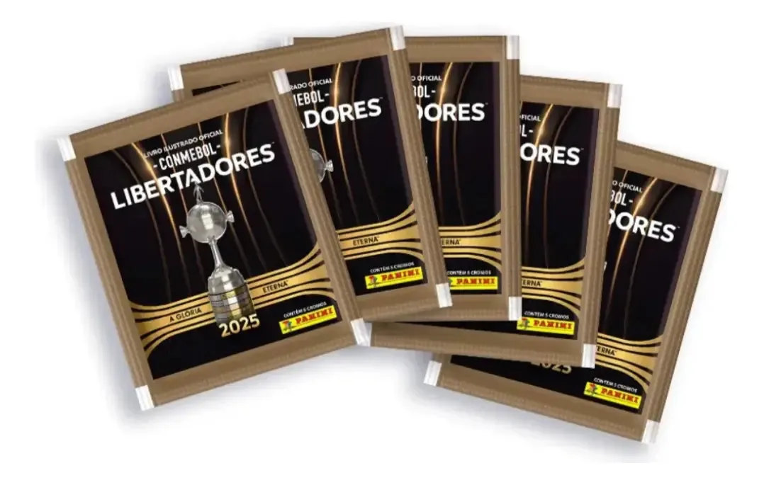 10 envelopes de álbuns da Copa Libertadores 2025. Panini - Personagem - Futebol