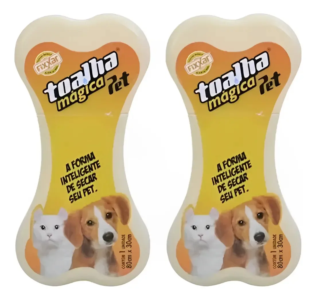 Kit C/2 Toalhas Magica Pet Fixxar Cães Gatos Pet Shop Cor Amarelo