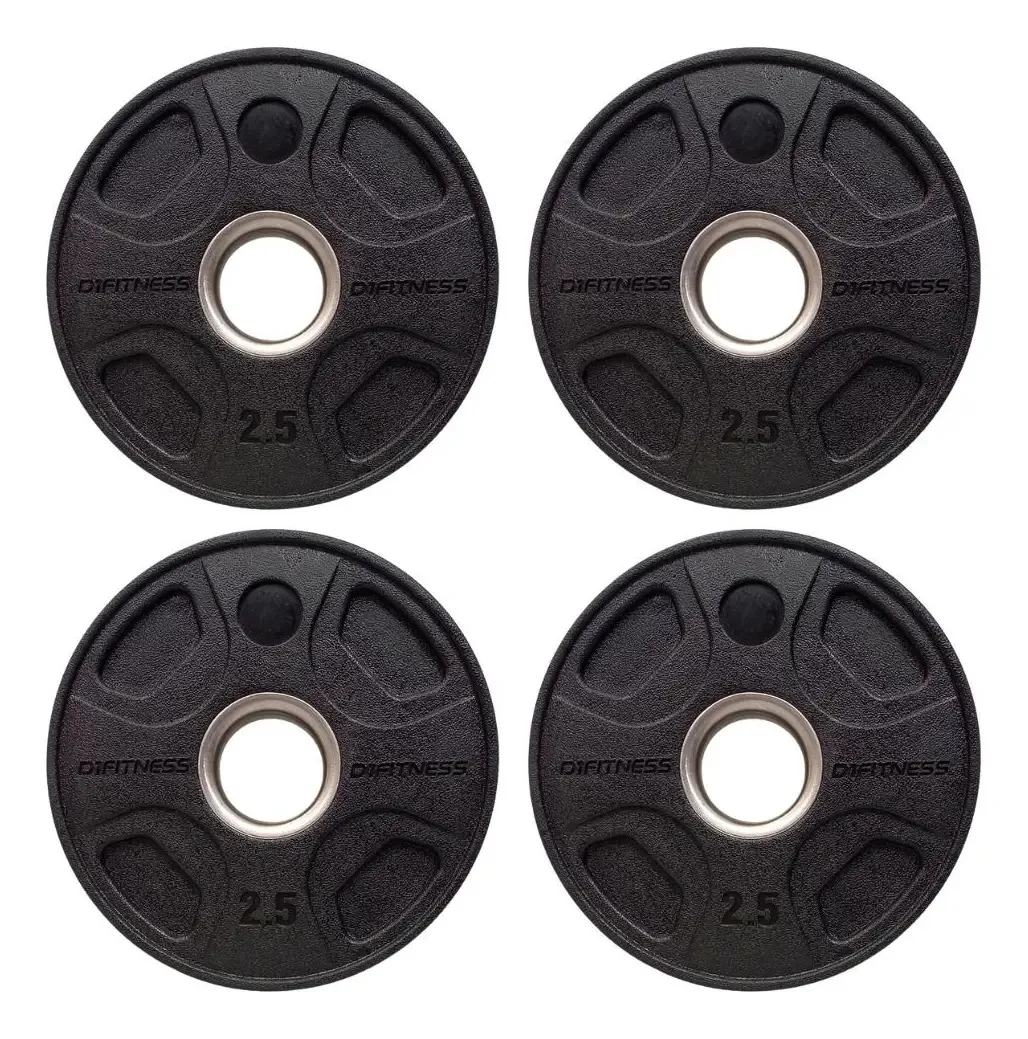 Kit 4 Anilhas Elite Emborrachada 4 Grips 2,5kg