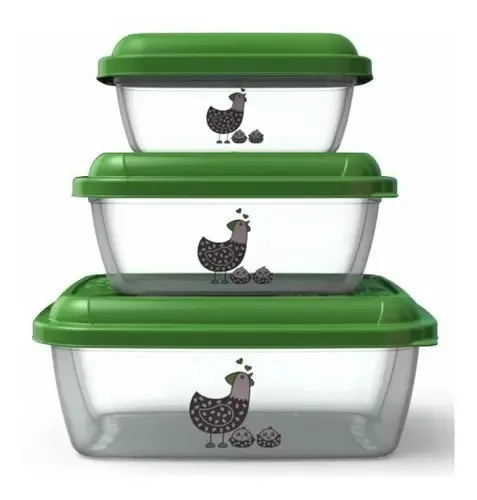 Kit 3 Potes Plásticos Alimentos Verde