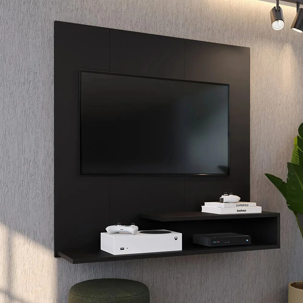 Rack Suspenso Preto 90cm Para TV Até 32 Polegadas MDP Inova Decor