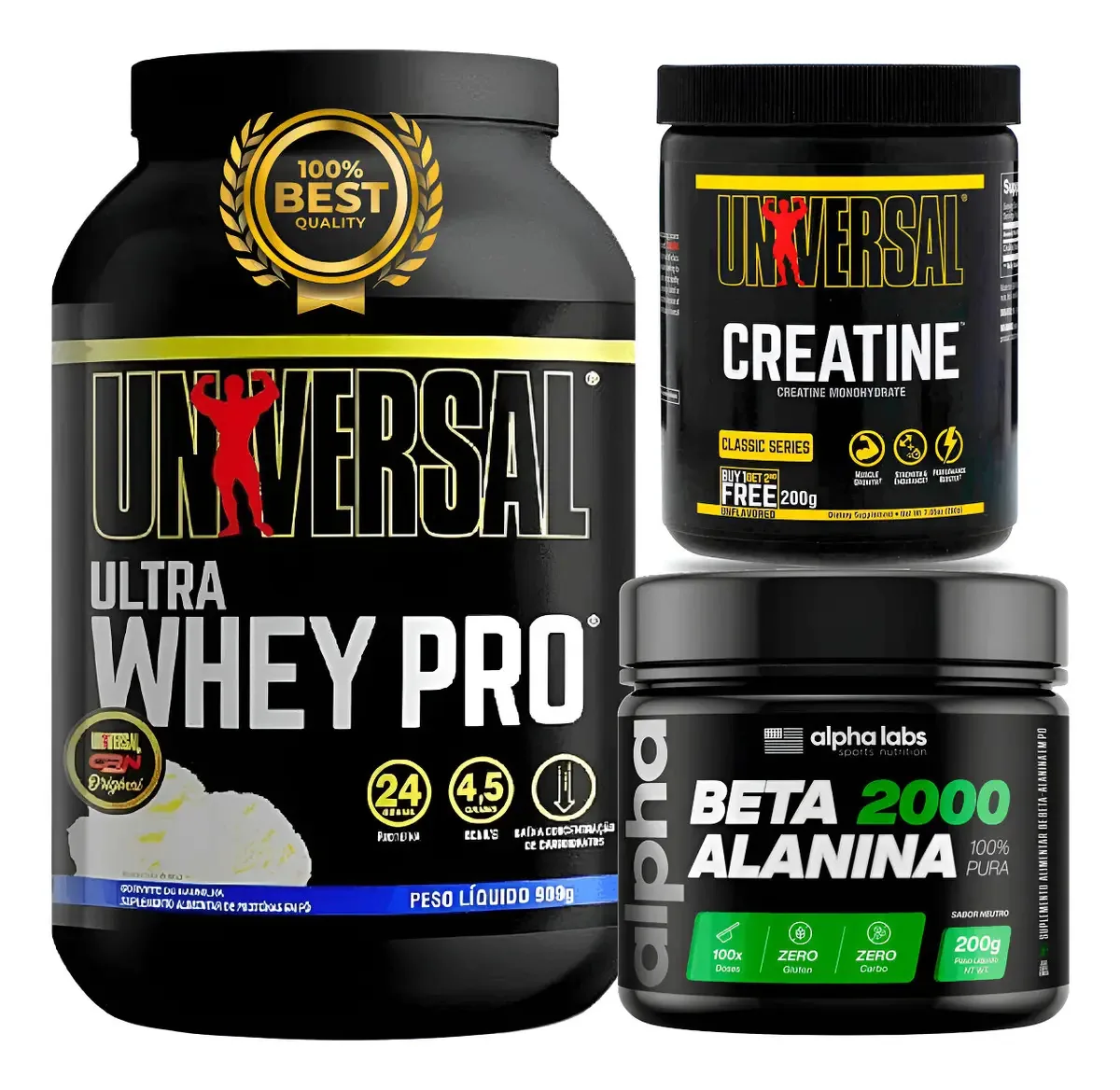 Kit Suplementos Premium Universal Treine Em Alta Performance Sabor Baunilha