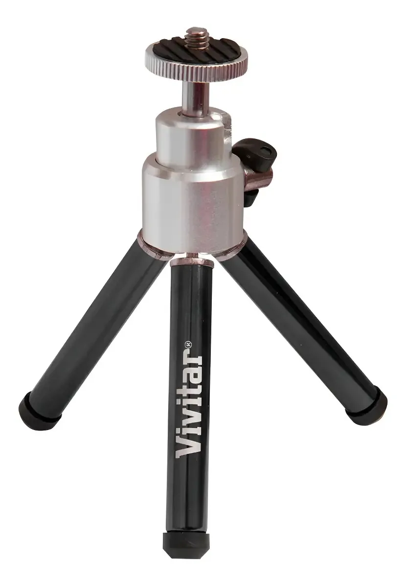 Tripé Tradicional Vivitar VIVMPT100 Preto 15cm Para Câmeras e Smartphones