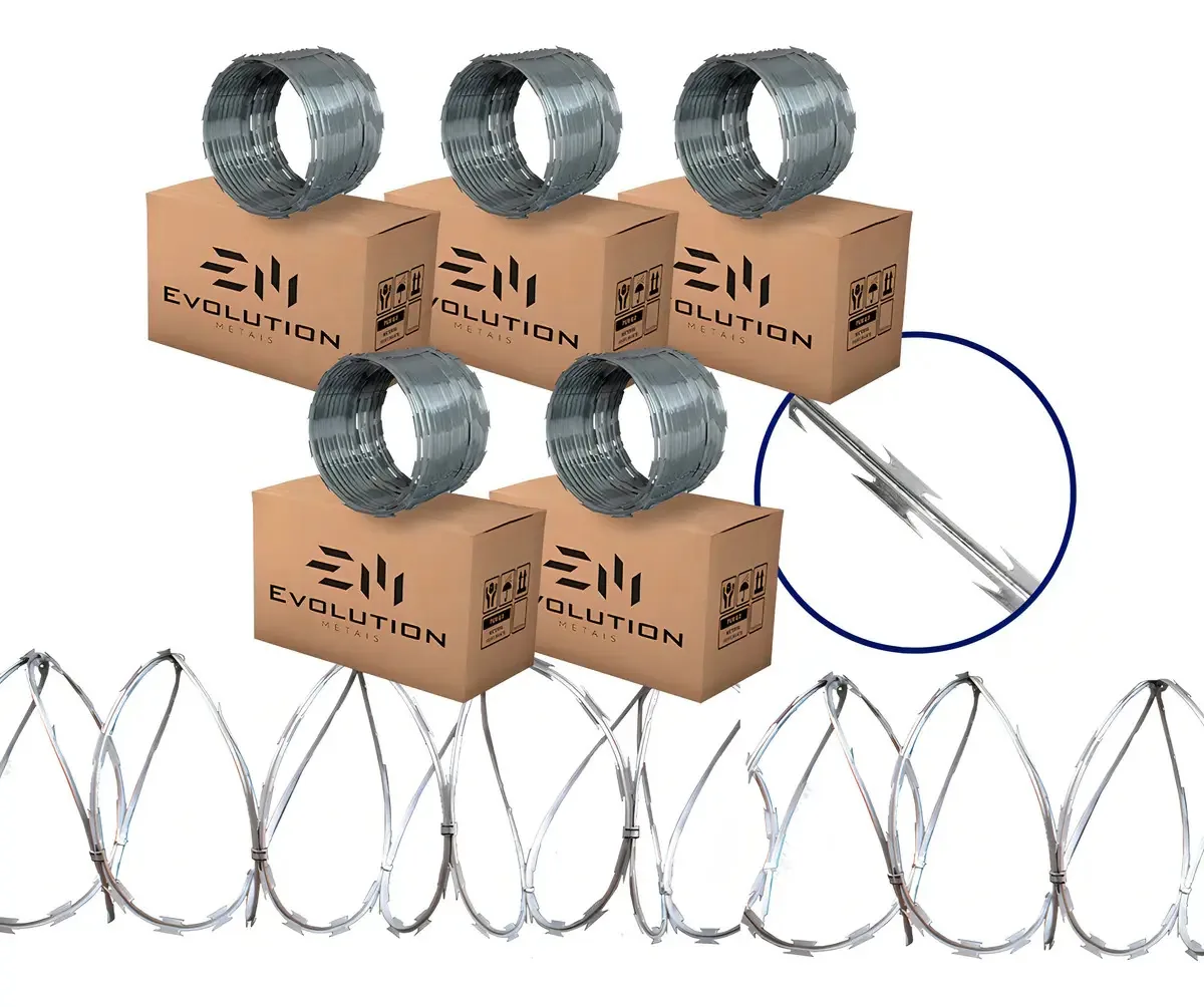 Concertina Dupla Clipada 30cm 25m Aço Galvanizado Para Muro