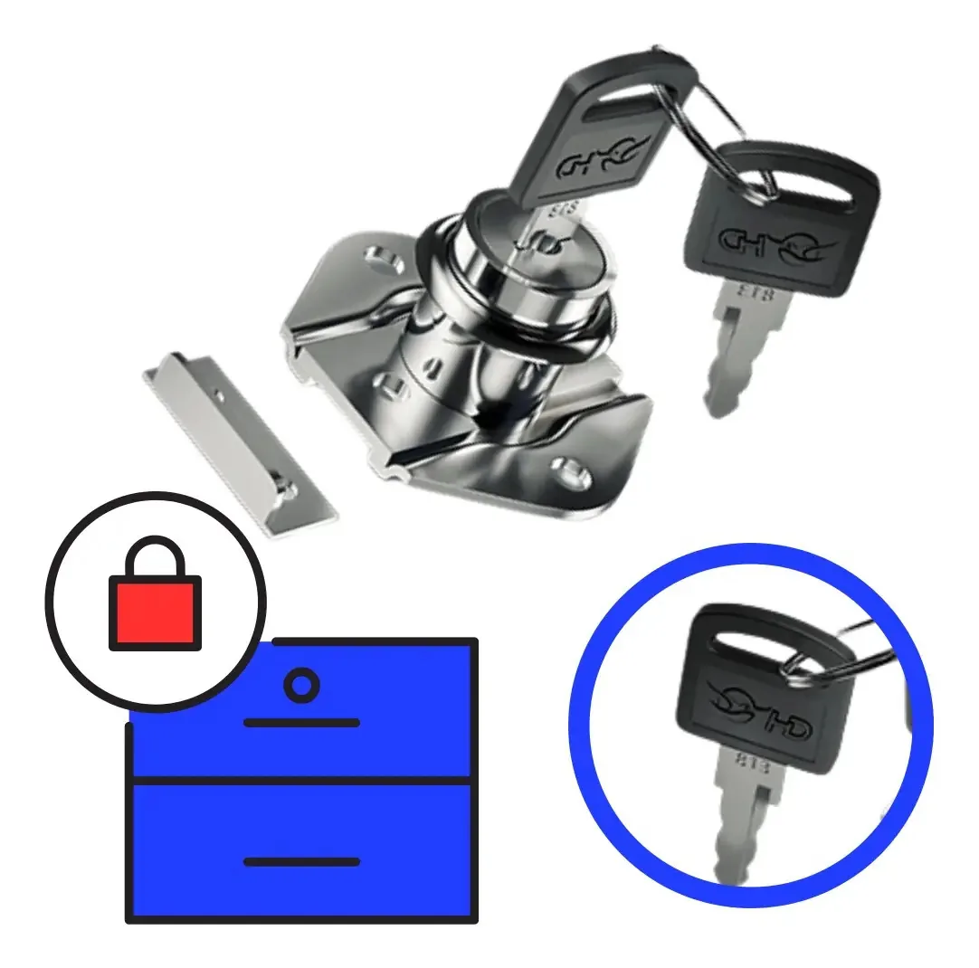Kit Fechadura Gaveta Hd Ferragens 22mm Armário Chave Niquelado