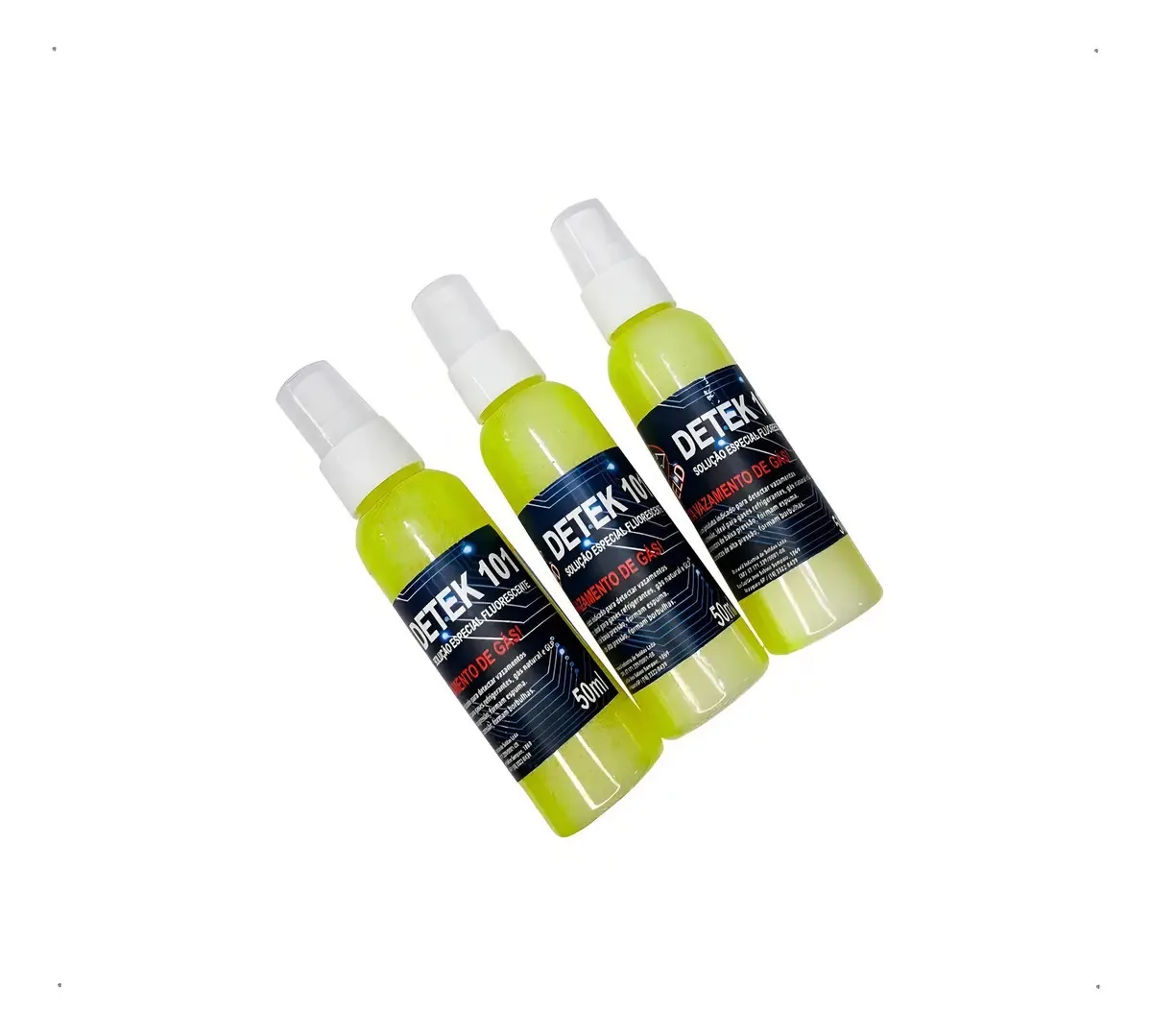 Kit 3 Detectores Vazamento Refrigerante Brasweld Detek 101 Fluorescente