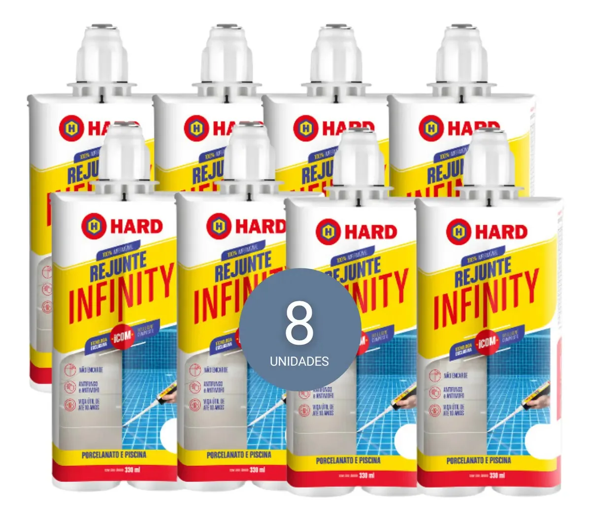 Rejunte Hard Infinity 330ml - Cinza Platina - Kit 8un