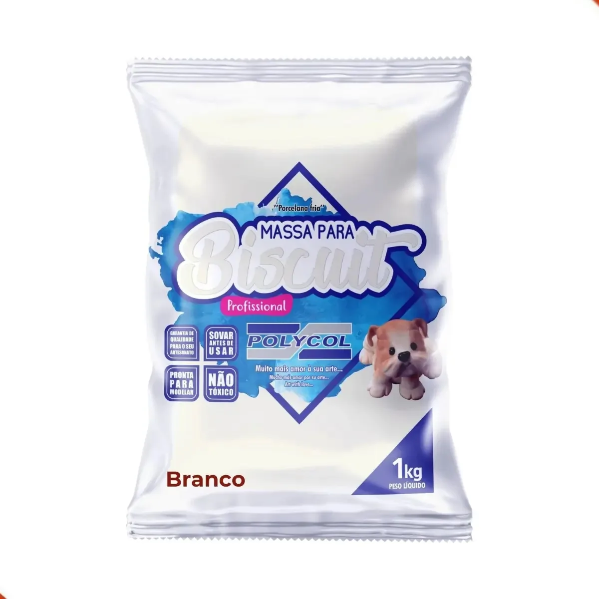 Massa Para Biscuit Polycol Com 1kg Cor 101o - Branco