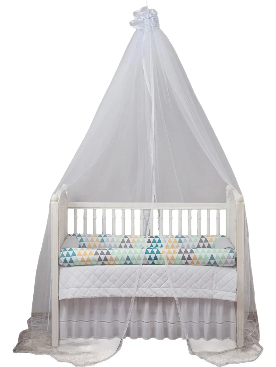 Mosquiteiro De Teto Para Berço Com Renda Branco Unissex Cor Mosquiteiro de Renda