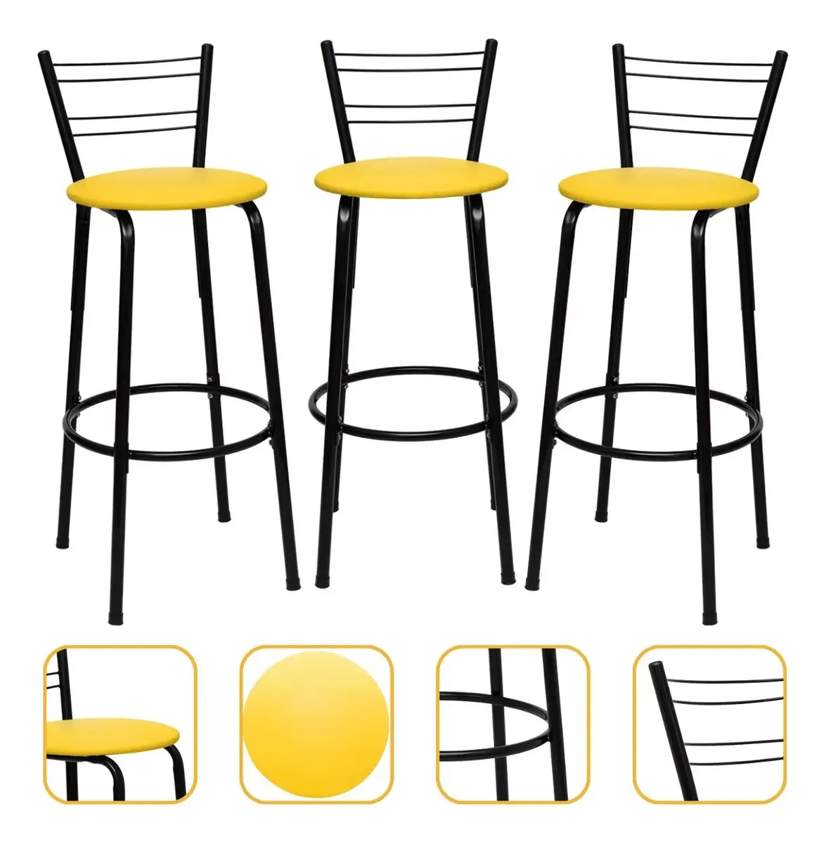 Itagold Banqueta Alta Aço Tubular 90cm 3 Unidades Acabamento Da Estrutura Estrutura Preta Cor Amarelo
