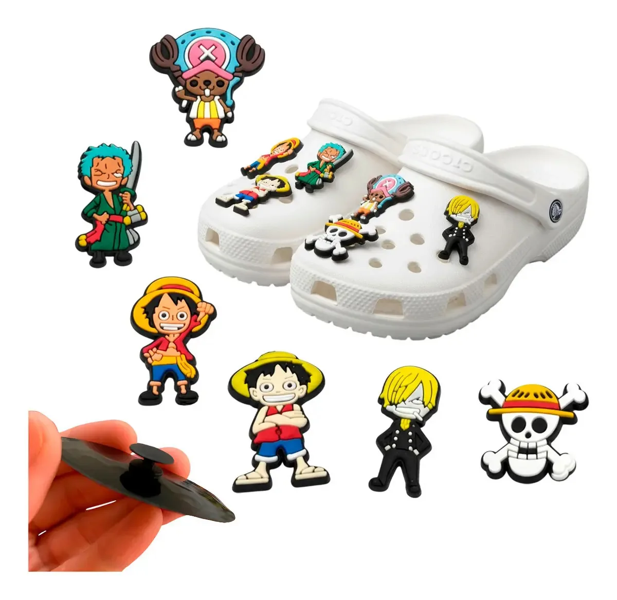 Kit 6 Pins Bottons Emborrachados Para Crocs - O Tema Cor One Piece