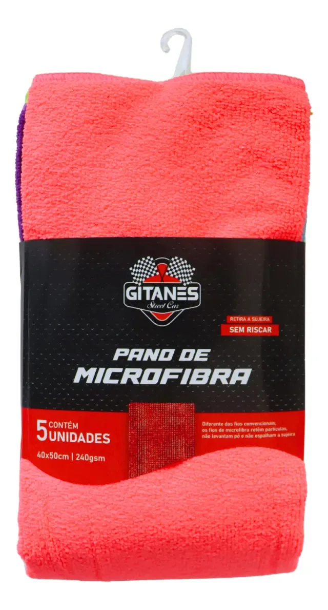 Kit 5 Panos De Microfibra Gitanes 40x50cm 5 Cores Limpeza