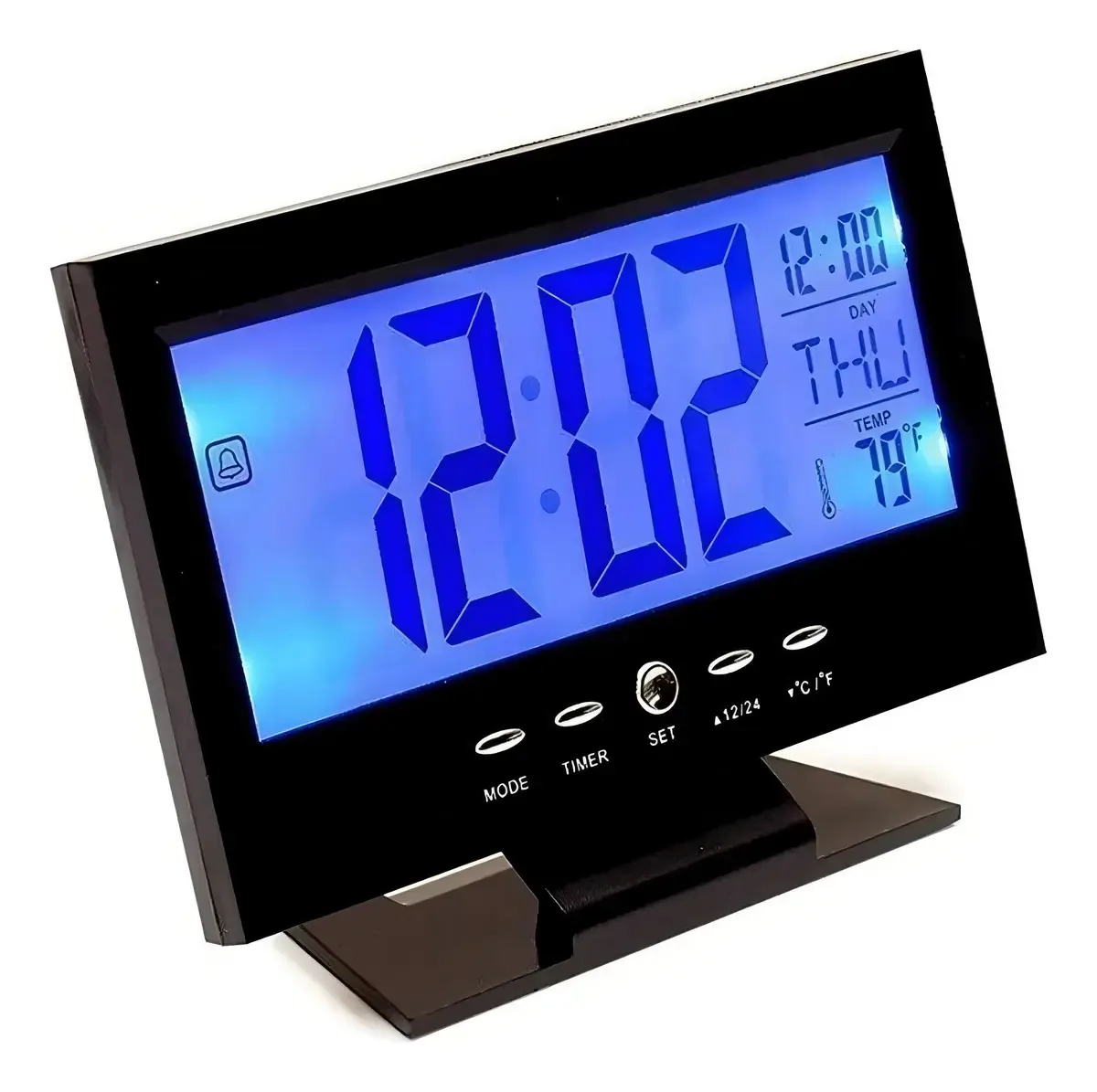 Relógio Despertador Digital Dtup De Mesa Preto Com LED E Termômetro