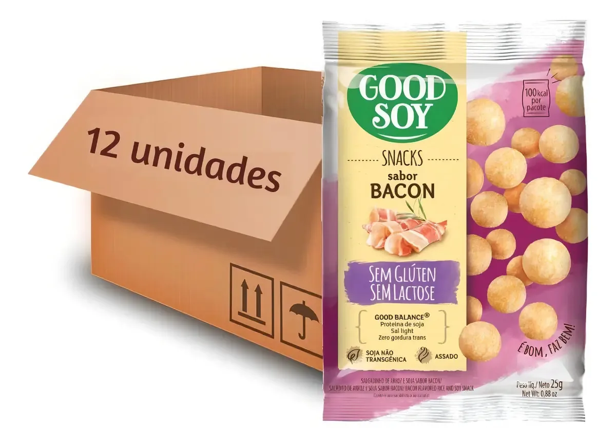 12x Snacks De Soja Good Soy Sabor Bacon 25g