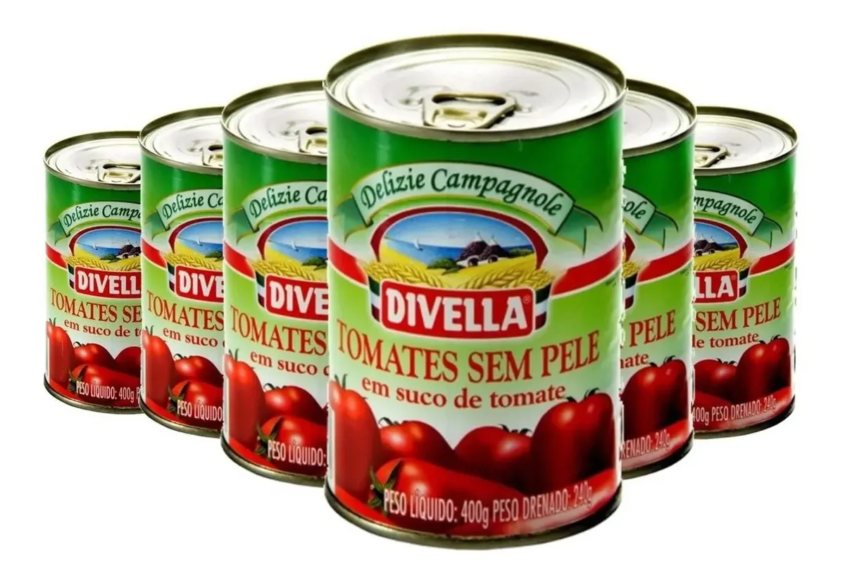 6x Tomate Pelado Italiano Divella 400g