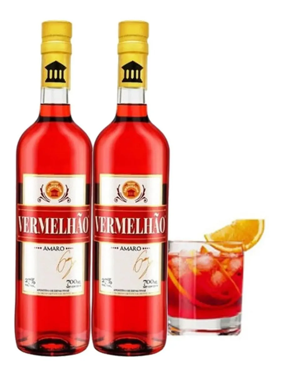2x Aperitivo Bitter Vermelhão Garrafa 740ml