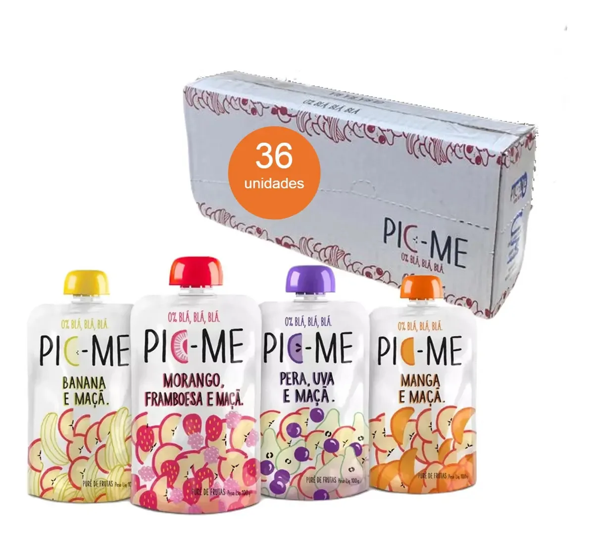 Kit Pic-me 4 Sabores Variados 100g (36 Unidades) Kit Pic Me