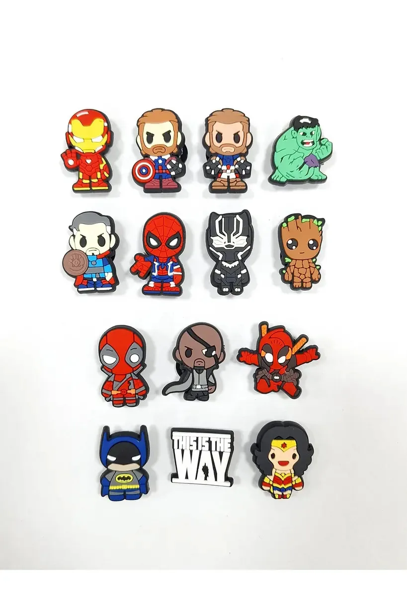 Kit 10 Pins Bottons Enfeites Para Crocs Babuche Variados Cor Pins Heróis Babuche Heróis