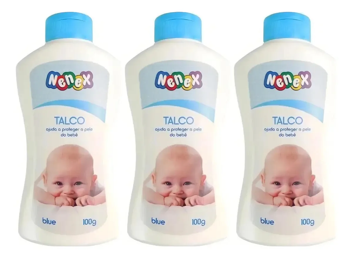 Kit 3 Nenex Talco Bebê 100g Proteção Suave E Eficaz Blue