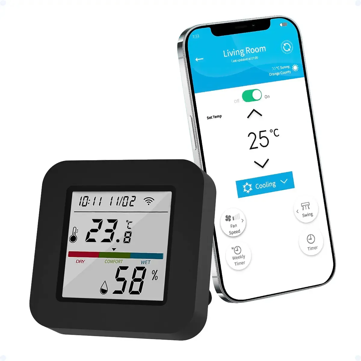 Medidor De Umidade Temperatura Wifi Termômetro Digital Smart