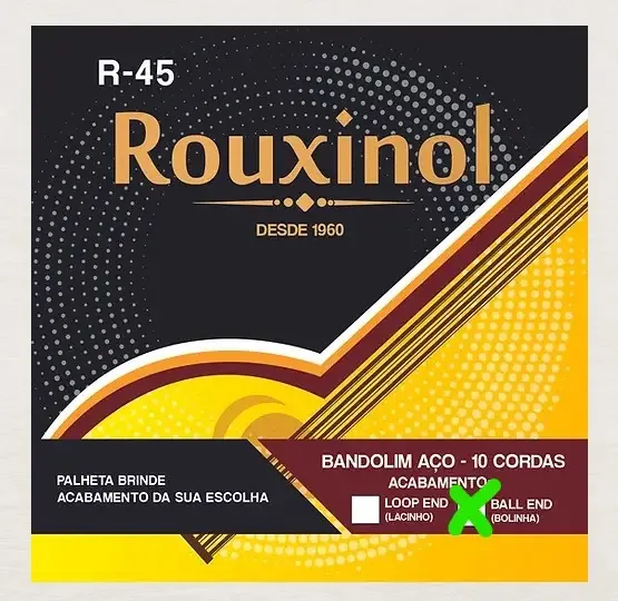 Encordoamento Rouxinol Bandolim 10 Cordas Aço R45-BE Tensão Média 010