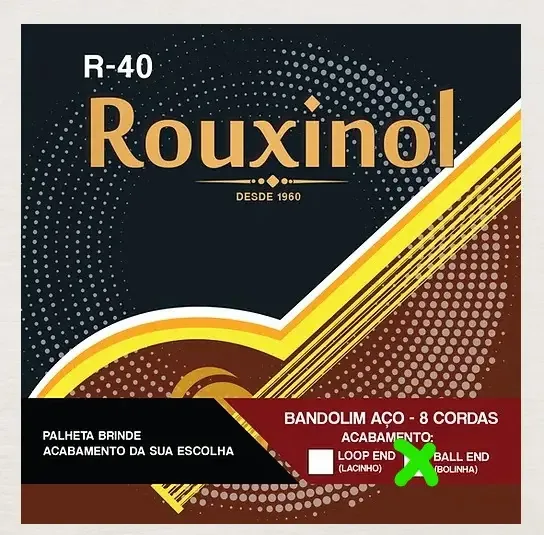 Encordoamento Bandolim Rouxinol 8 Cordas Aço R40-BE Calibre Médio