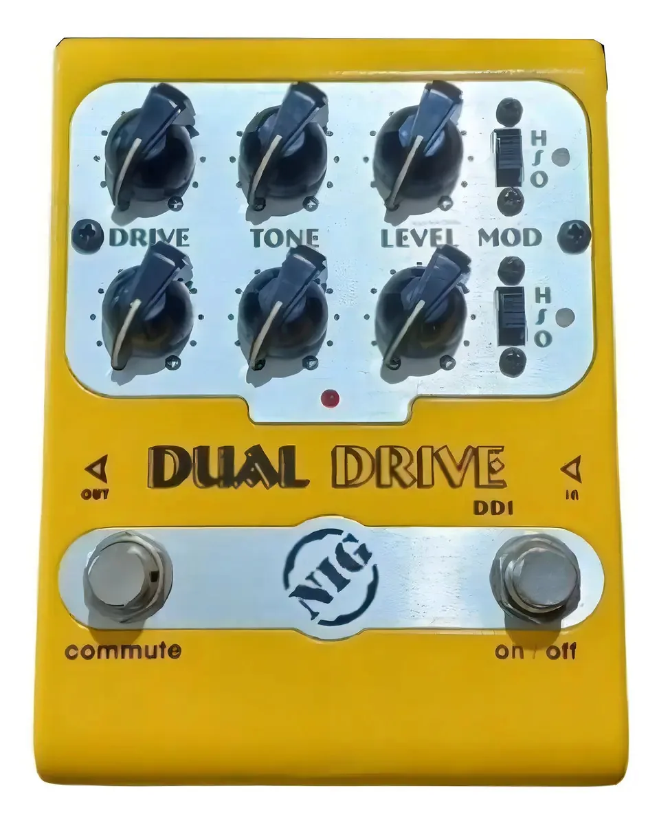 Pedal Overdrive Nig Dual Drive DD1 Amarelo para Guitarra