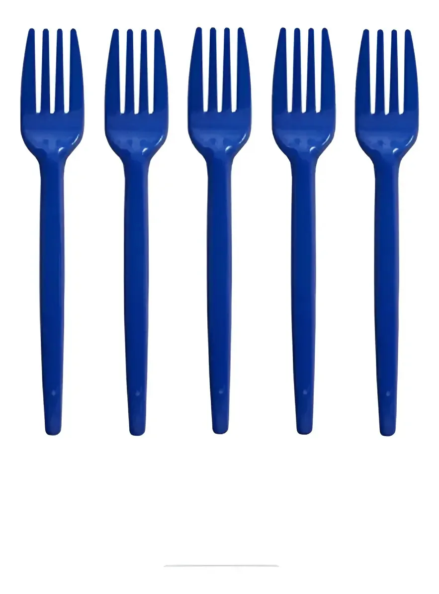 Garfos Descartáveis Para Sobremesa - 50un Cor Azul Liso